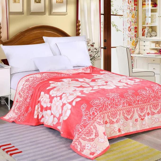 Selimut Bulu Halus Motif Kembang / Bunga / Selimut Motif Murah