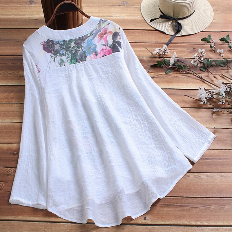 ATASAN PESTA PARTY NIKAHAN WISUDA KULIAH QWE/ ZANZEA Blus V-Neck Lengan Panjang dengan Kancing,