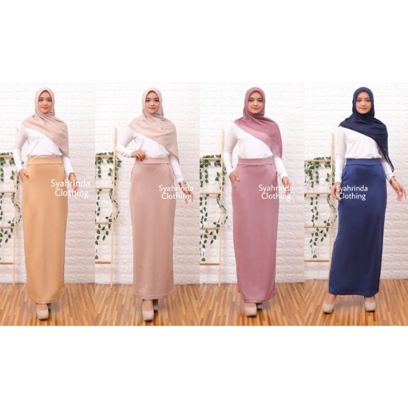 Rok Span Panjang Kerja Polos Wanita Scuba Premium Bawahan Formal