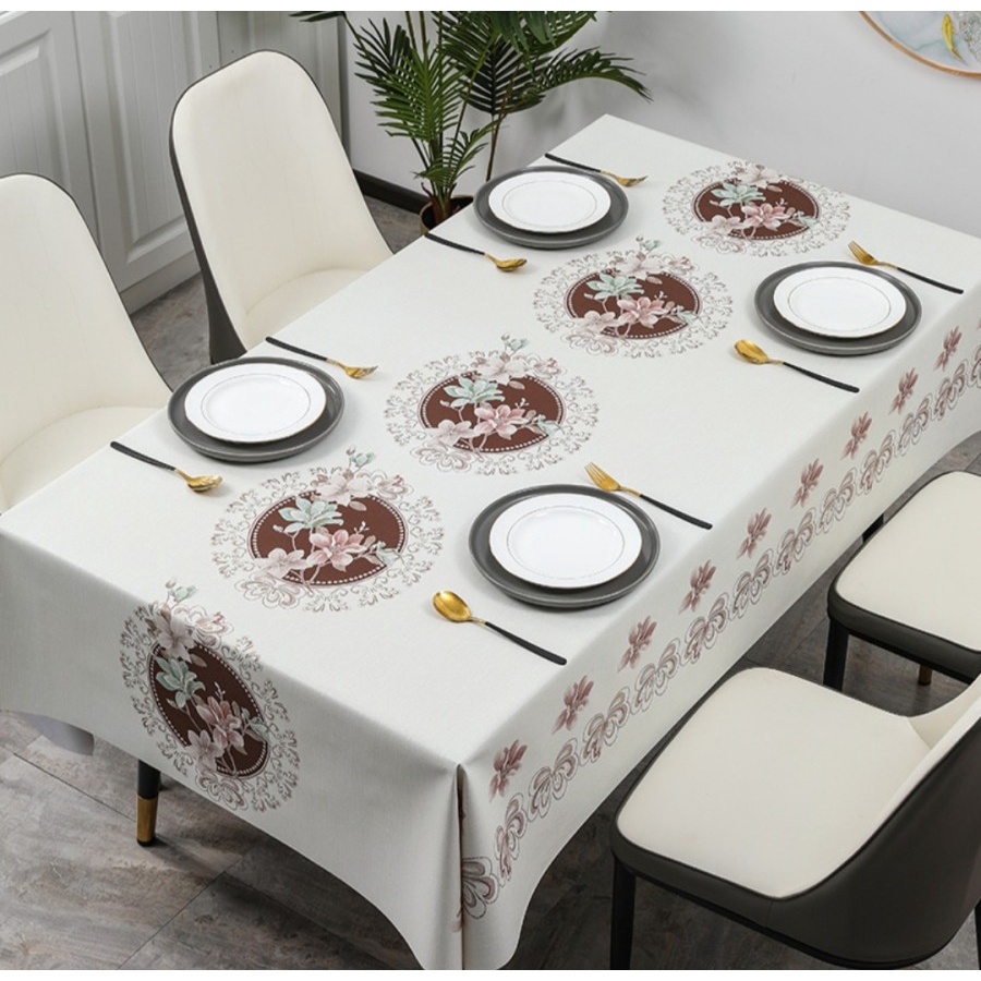 Premium PVC Table Cloth/Taplak Meja Makan Waterproof Tahan Air 140x180