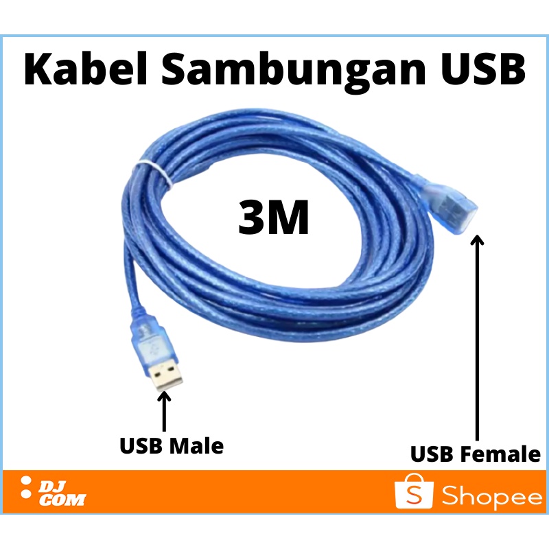 Kabel Sambungan USB Extension Male to Female 3m