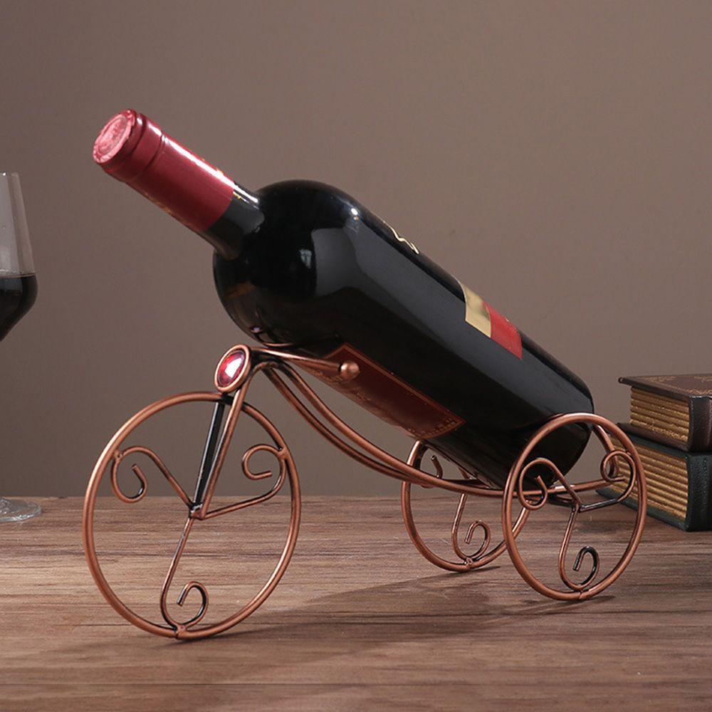 Holder Botol Wine Desain Bunga Bahan Besi Tempa Gaya Vintage Untuk Dekorasi Rumah