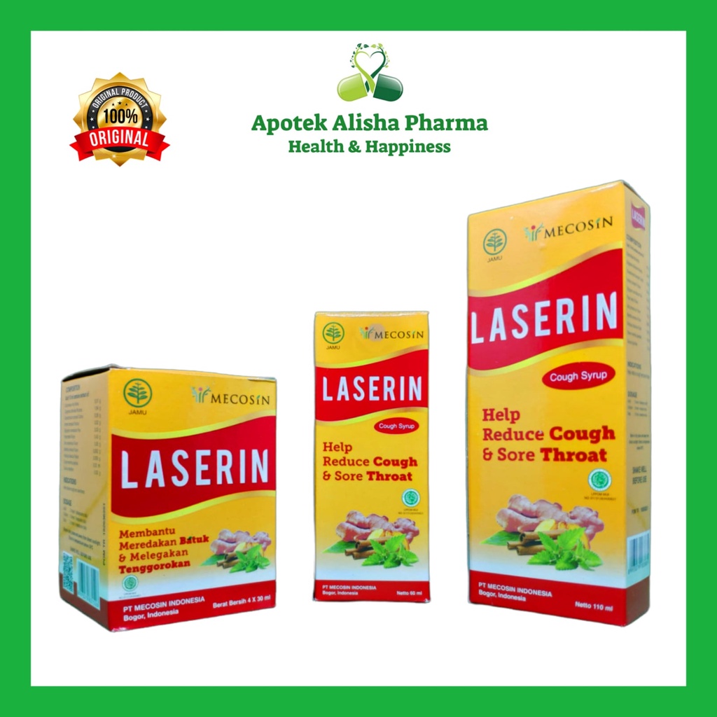 Laserin Sirup 30/60/110ml - Laserin Cough Syrup Obat Batuk Herbal / Tenggorokan Gatal / Masuk Angin