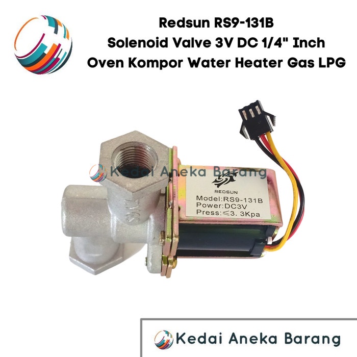 Solenoid Selenoid Valve Water Heater Kompor Oven Gas LPG 3V 1/4" Inch