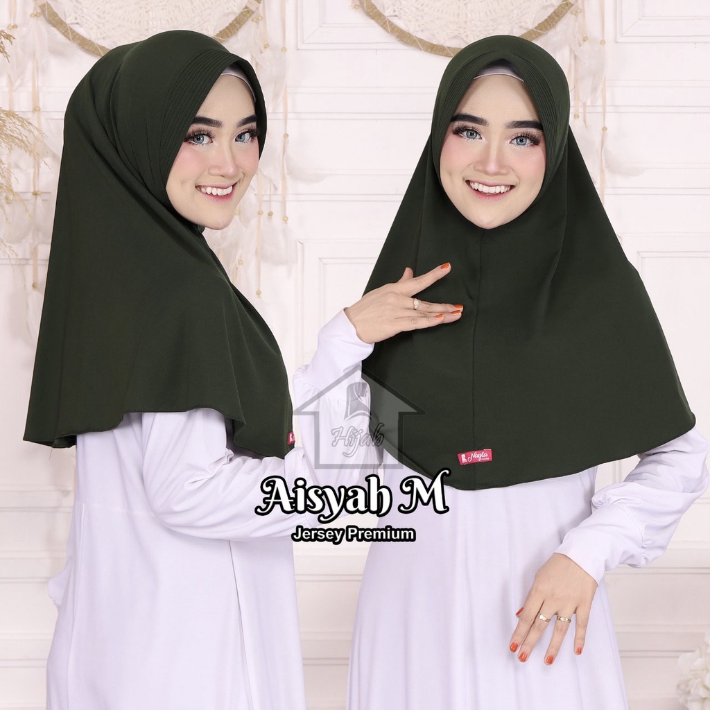 Kerudung Instan Jersey Jumbo Aisyah M,L,XL,XXL Jilbab Jersey Premium Hijab Bergo Polos Rumah Hija'b-6