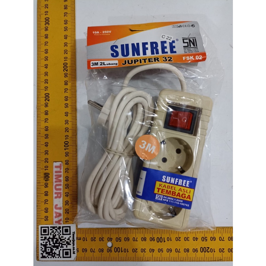 SUNFREE JUPITER 2 Lubang Stop Kontak Kabel 3 M Terminal Saklar