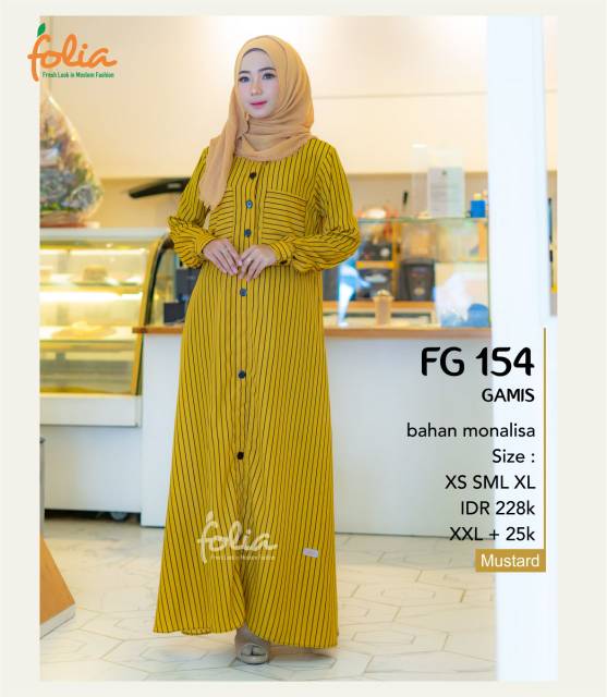 READY SIAP KIRIM | HB -  FG 154 CARAMEL, MUSTARD | GAMIS FOLIA TERBARU 2022 | GAMIS TERLARIS | GAMIS