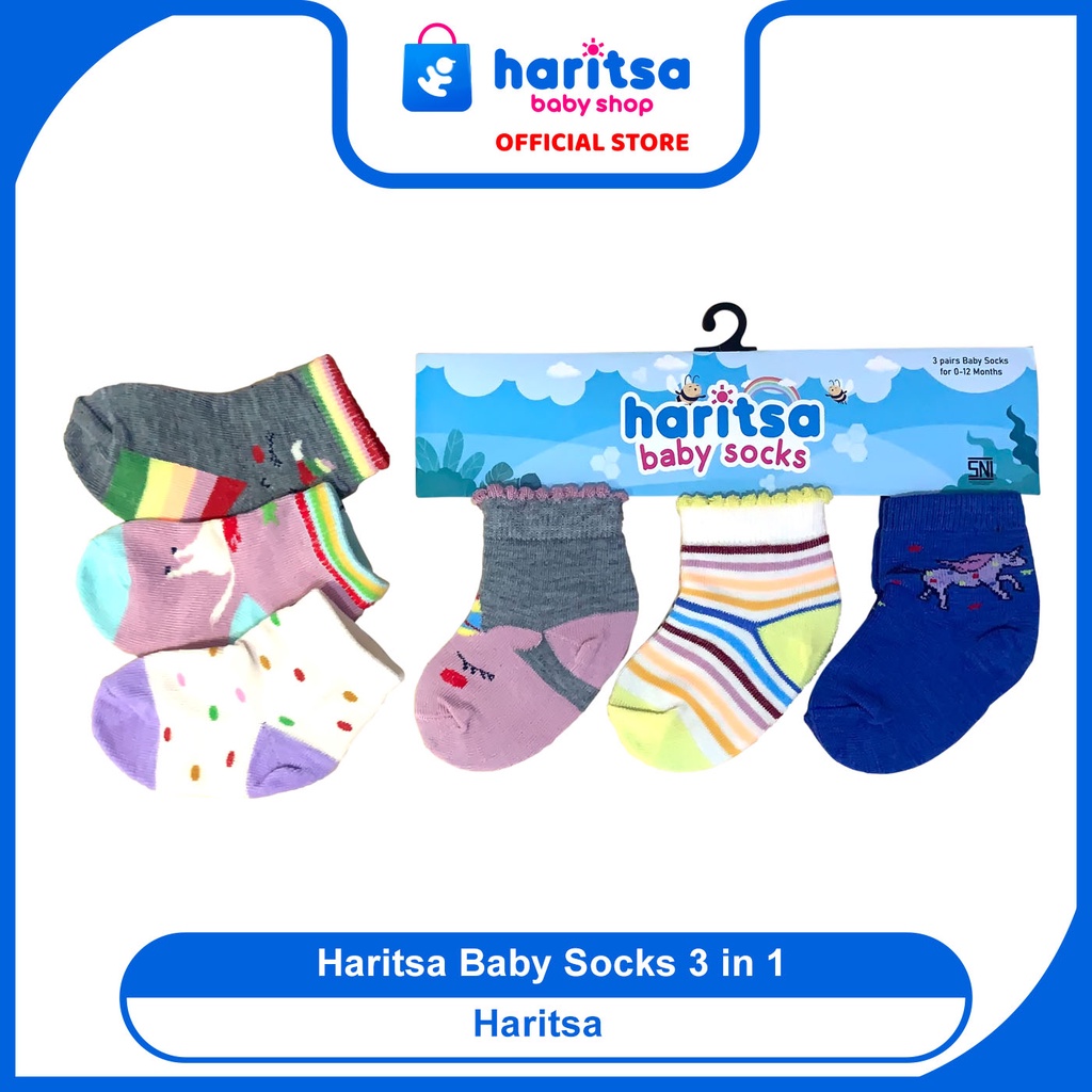 Kaos kaki Bayi Haritsa baby socks Baby Kingdom Laki-laki &amp; Prempuan Isi 3 Pcs