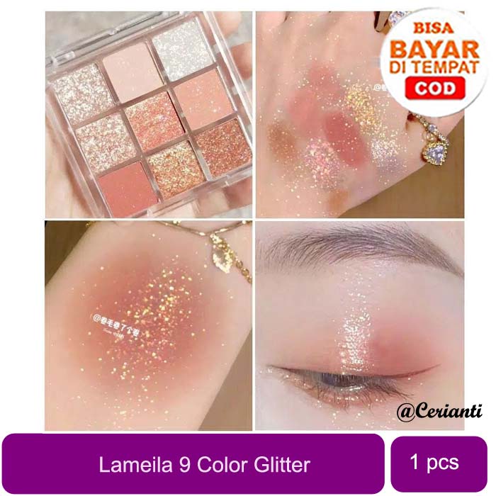 LAMEILA 9 COLORS GLITTERY PEARLY EYESHADOW PALETTE_Cerianti