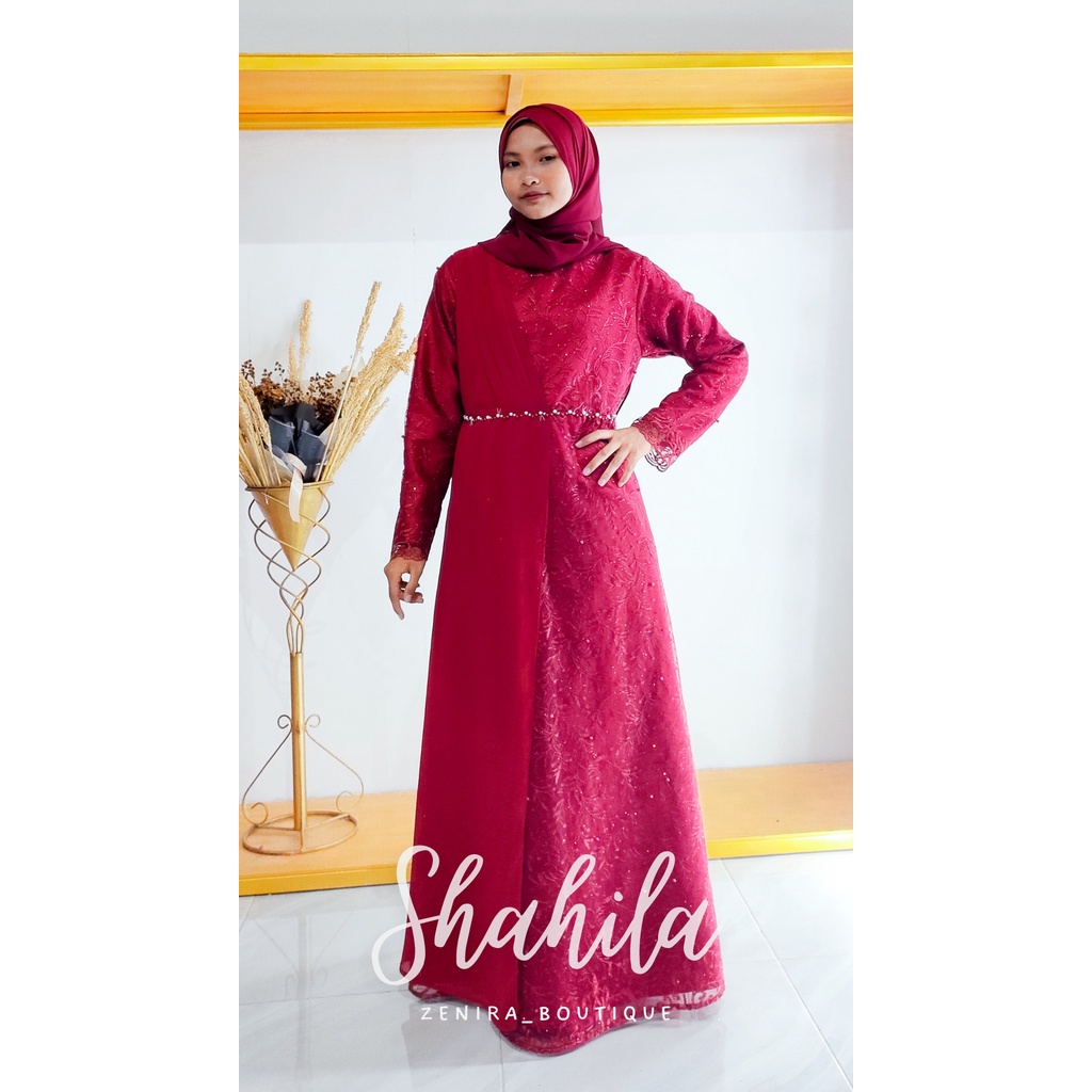 SHAHILA DRESS brokat remaja / baju pesta / gamis kondangan / wisuda / bridesmaids tersedia ukuran kecil hingga jumbo