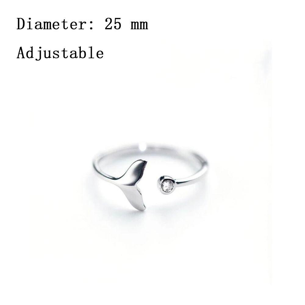 Lily Fishtail Fish Wave Adjustable Aksesoris Perhiasan Ekor Cincin Gelombang Bertatahkan Berlian Ring