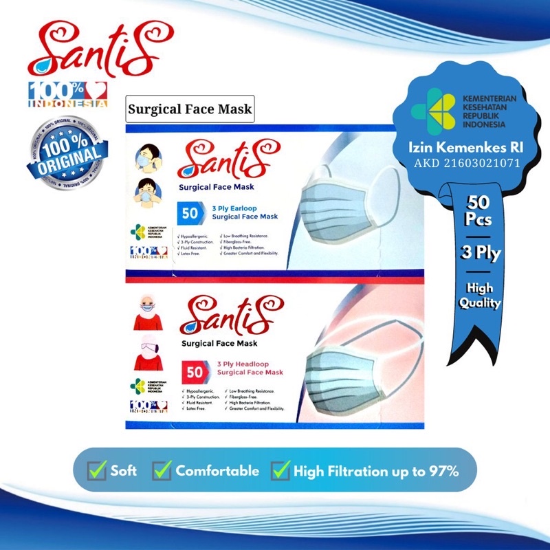 Face Mask by Santis - Masker Wajah SATUAN [1 pc ]