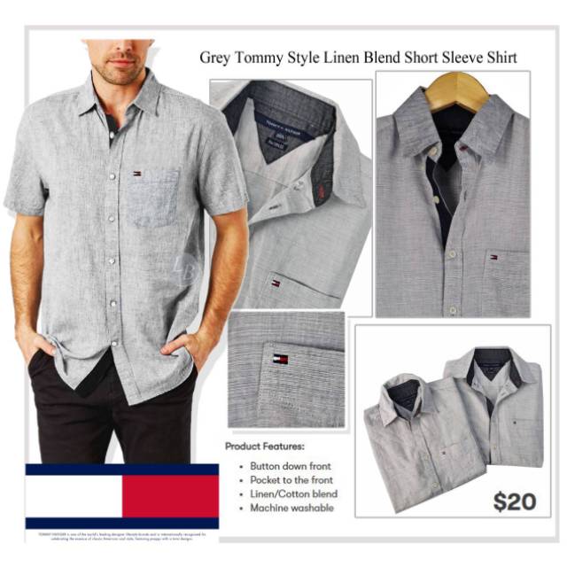 tommy hilfiger linen short sleeve shirt