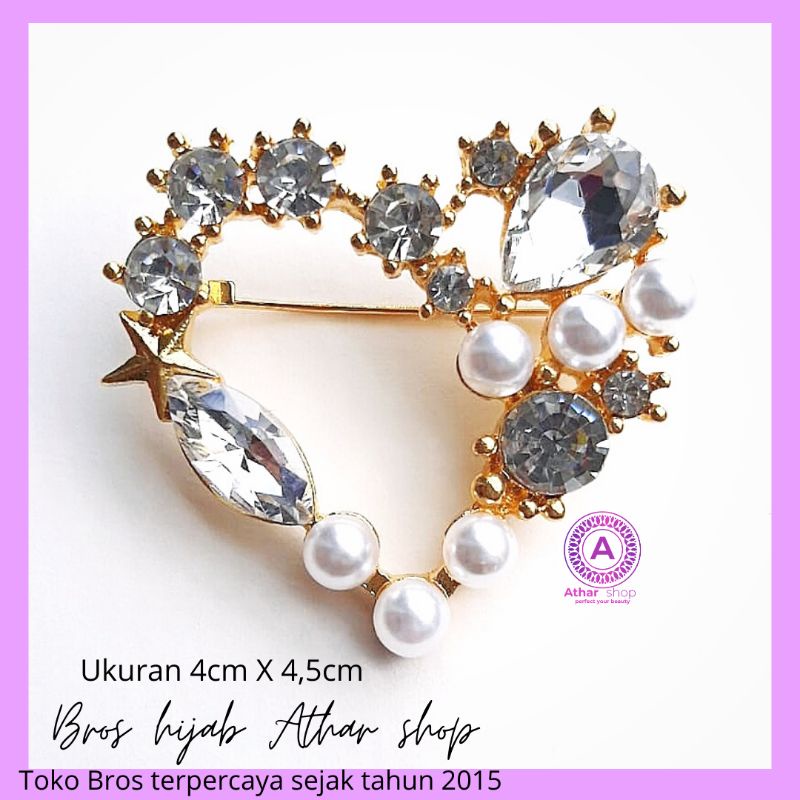 Athar shop COD Bros mutiara kristal fashion korea aksesoris fashion pin bros tuspin-Love k-34 gold