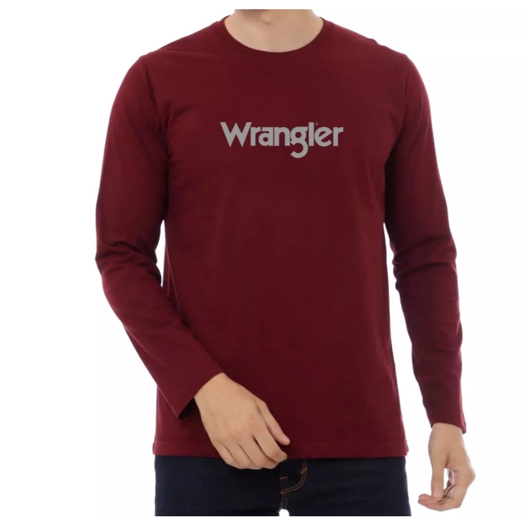 Terbaru  Kaos Distro Lengan Panjang Kaos Wrangler Keren Terbaru Premium Quality Logo Grey- Quality P