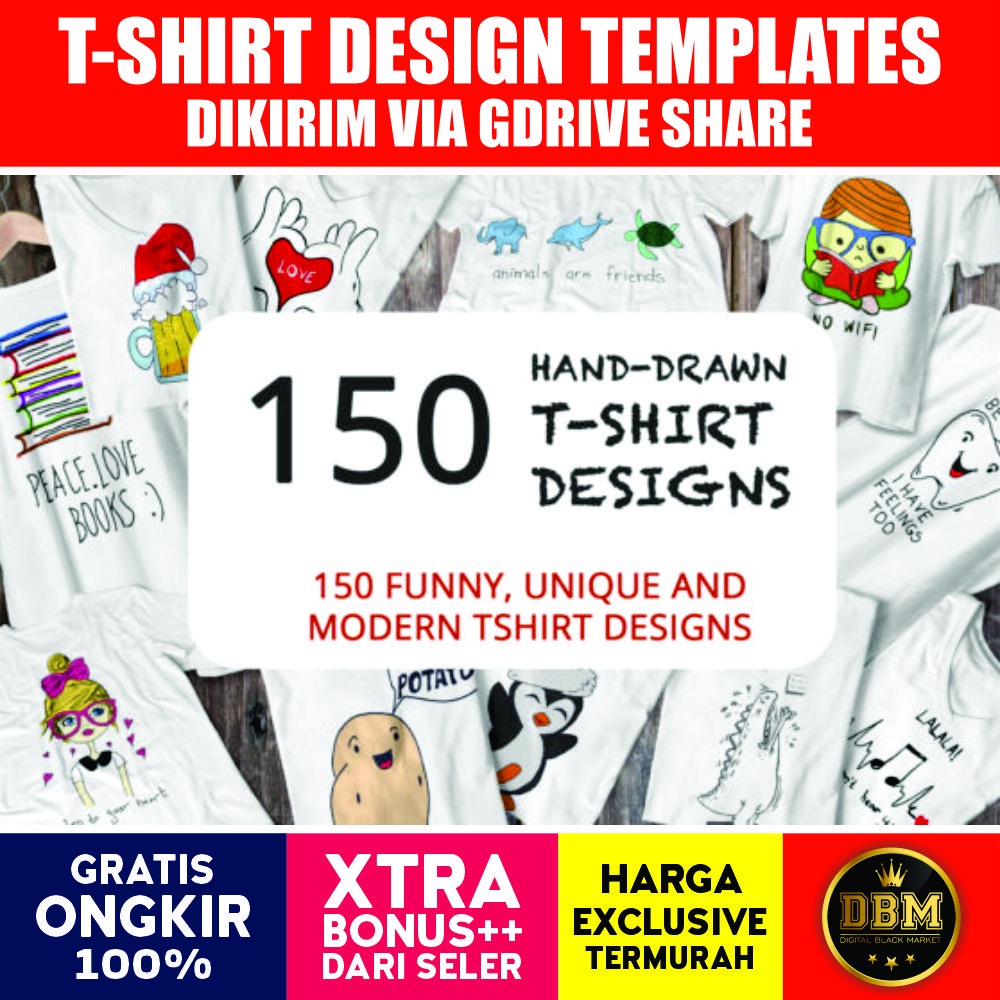 150 Hand Drawn Funny T-Shirt Prints - Photoshop &amp; Illustrator