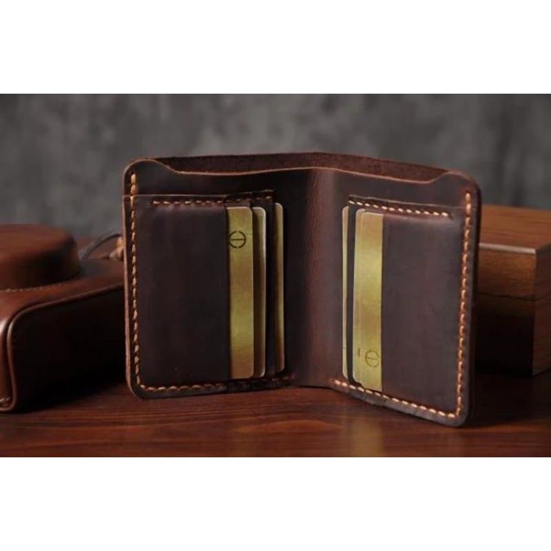 DOmpet kulit asli pria berdiri crazy horse model Tipis