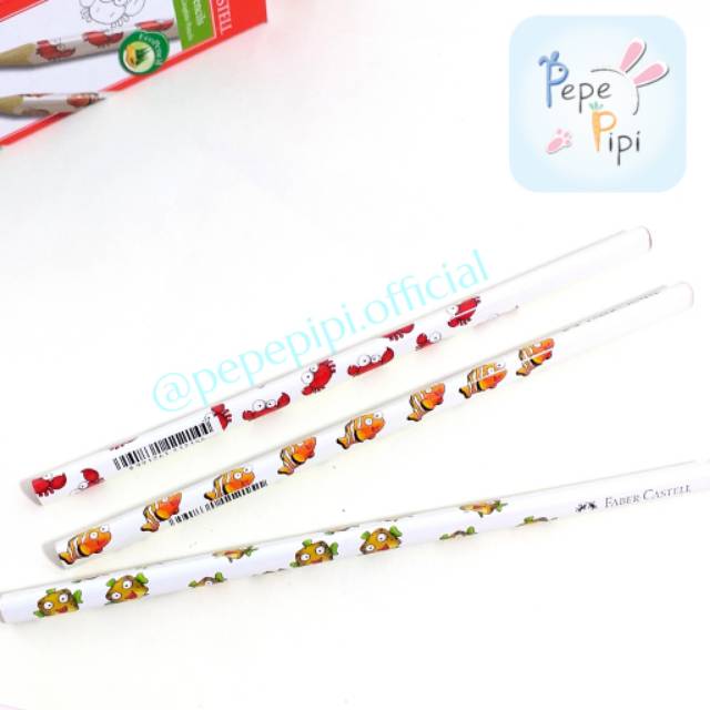 Pensil Faber Castell 2b Triangular Motif Anak Baru Animal Fun School Pencil Segitiga Kayu Lucu