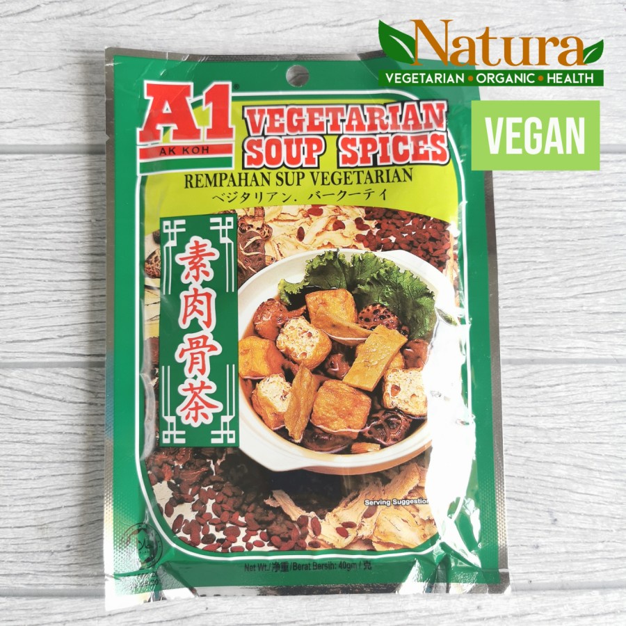 

A1 Vegetarian Soup Spices Bumbu Sup Bak Kut Teh Rou Gu Cha Vegan 40gr
