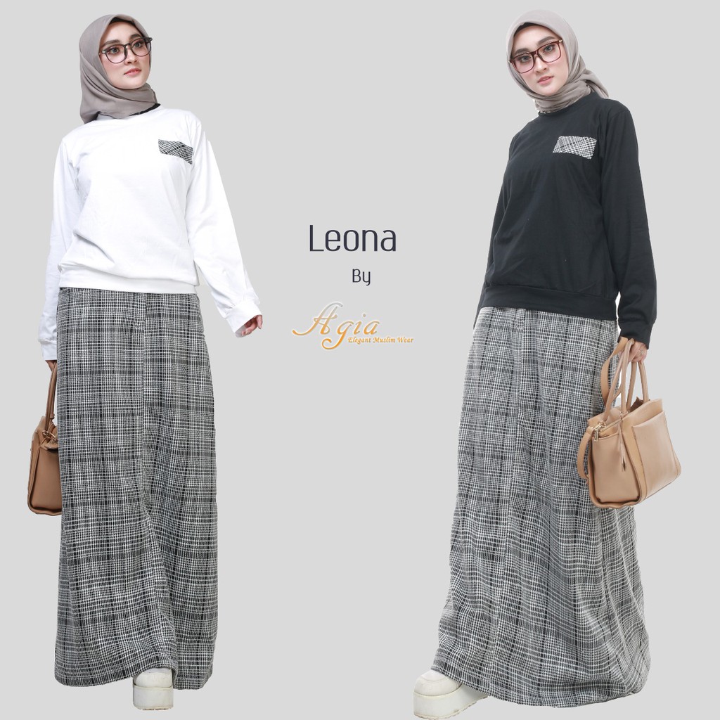 Sweater+Rok Kotak-kotak - Best Seller - Atasan rok muslim