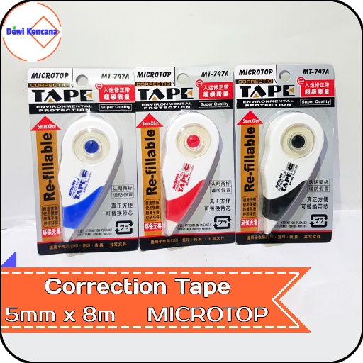

Correction Tape Pita Koreksi 5mm x 8m Re-fillable MICROTOP MT-747A