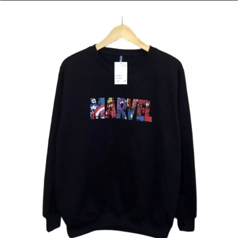 CREWNECK H*M MARVEL/CREWNECK BASIC HITAM MARVEL