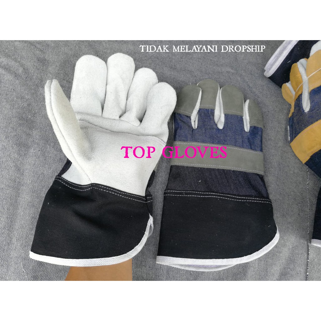 Fitter Gloves - Sarung Tangan Kulit Krasting Kombinasi Jeans - Sarung Tangan Proyek