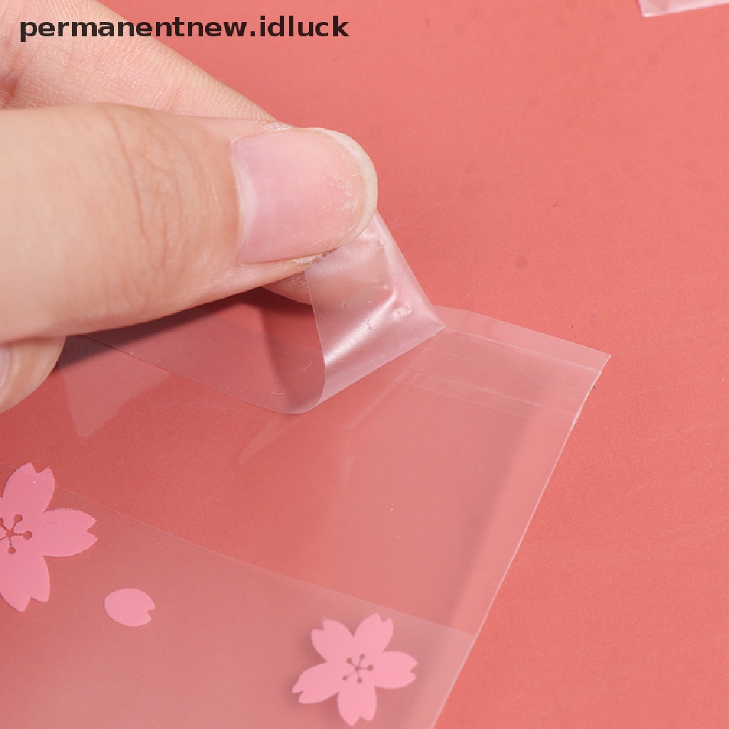 100 Pcs / Set Kantong Plastik Motif Dots Cherry Blossoms Untuk Permen Cookies