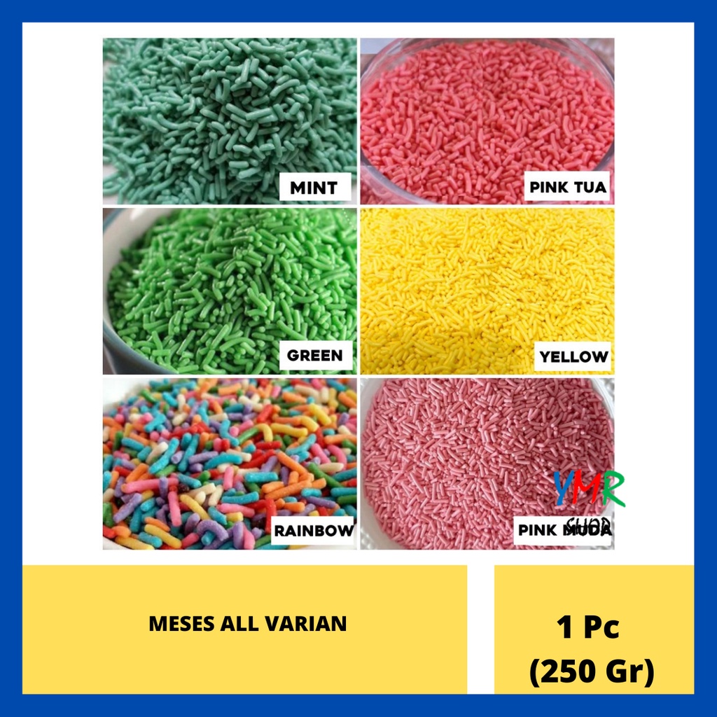 Tulip Meises Mesis Meses Rainbow Pelangi Warna Warni/Minty Green/Minty Blue/Coklat Original/Yellow Lemon/Red/Biru/Merah/Kuning/Hijau/Crispy Ball/Compound Stick/ChocoChip/Koin Coin 250Gr