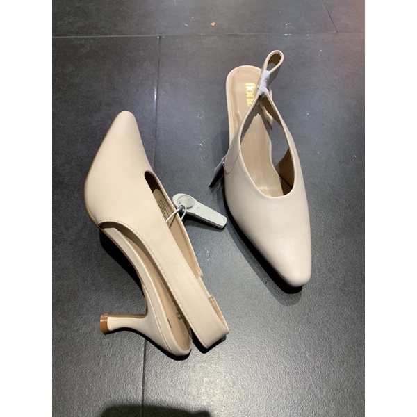 Fioni sling back nude heels wanita 7cm