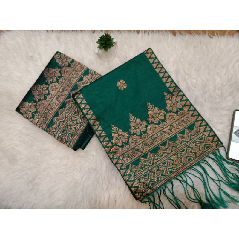 songket silungkang warna hijau tembaga