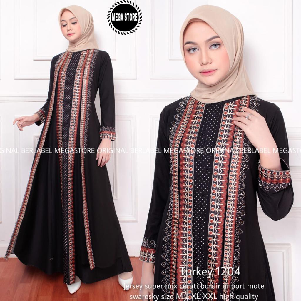 OK - ABAYA TURKEY MEWAH | ABAYA TURKEY TERBARU | ABAYA TURKEY HITAM BORDIR | TURKEY 1204