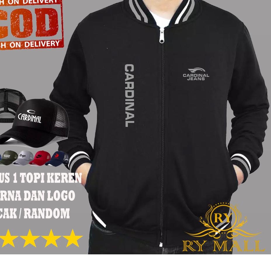Paling Dicari.. FREE TOPI.. Jaket Baseball Cardinal Jeans Tegak Motif Silver + Topi / Random / Size 