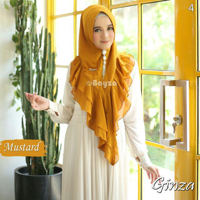 Jilbab Khimar Ginza ORIGINAL Bayza Hijab Sayra Group-Mustard