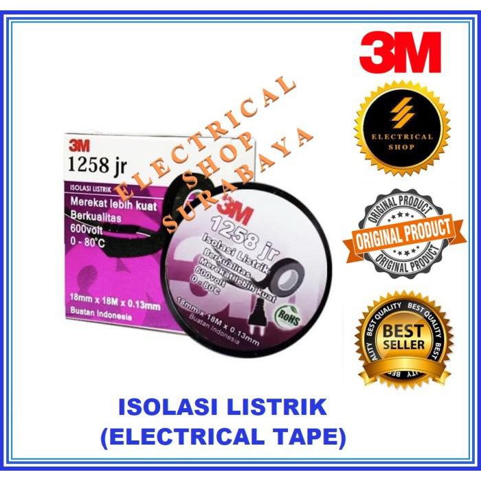 

3M Isolasi Listrik Hitam 1258 Jr (Grosir) Selotip 1258Jr Original Asli