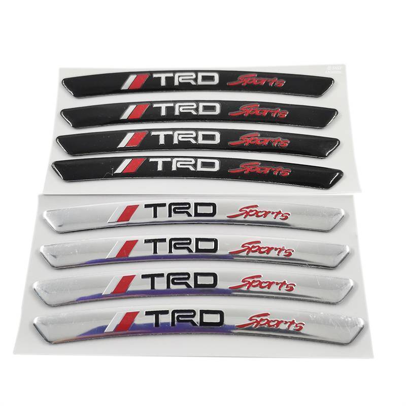 4 x Aluminum TRD Sports Letter Logo Car Auto Wheel Tire Decorative Emblem Badge Sticker Decal TOYOTA TRD