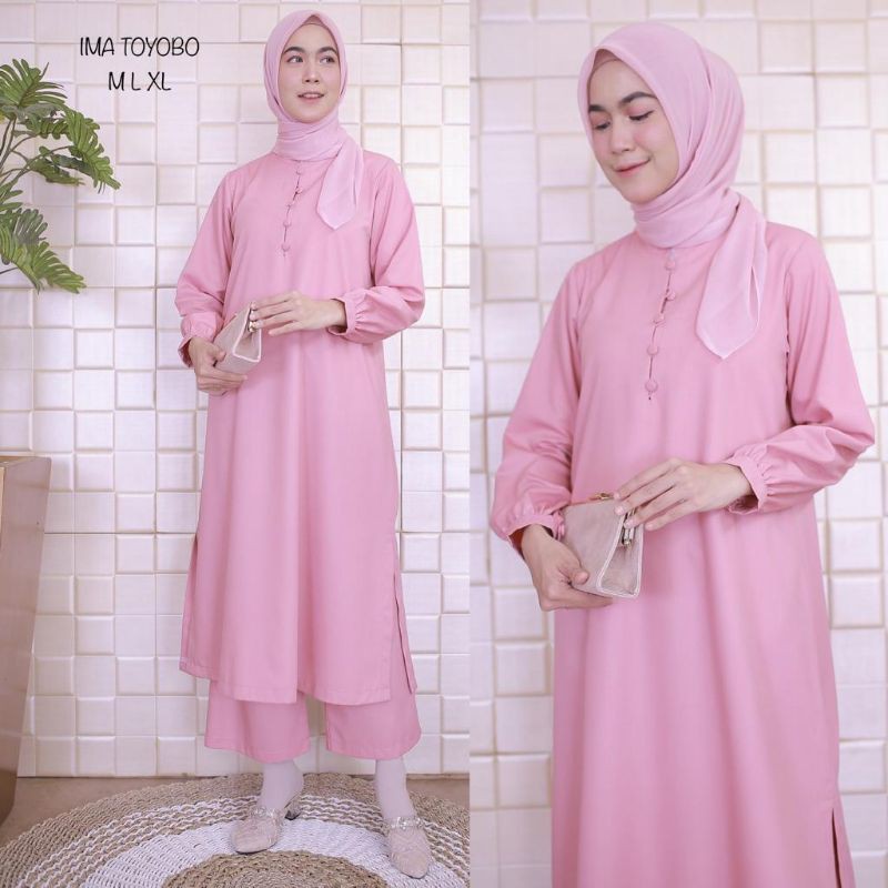 Terbaru , Long Tunik One set ,Setelan Siti Nurhaliza Original Kamari . Tunik Cantik , Tunik Murah.