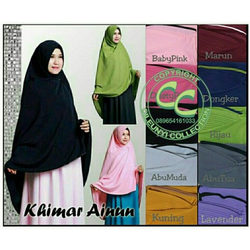 Khimar Ainun Jilbab Panjang Syari Hijab Jersey with Pet Pad