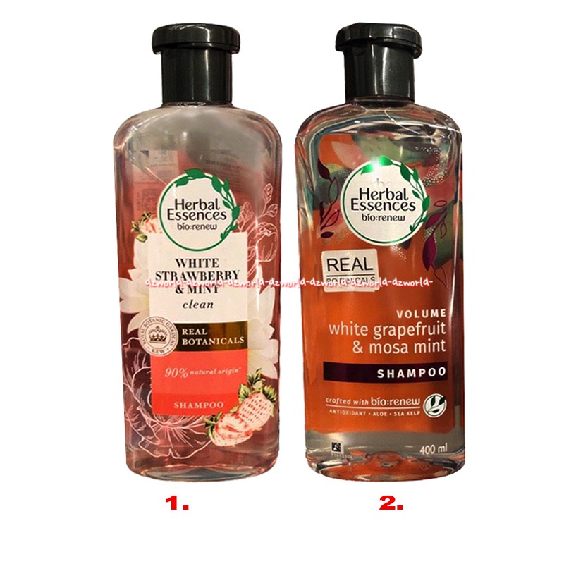 Herbal Essence Bio Renew 400ml White Strawberry &amp; Mint Clean Shampo Volume White Grape Fruit Mosa Mint Sampoo Herbalessence Bening Transparant