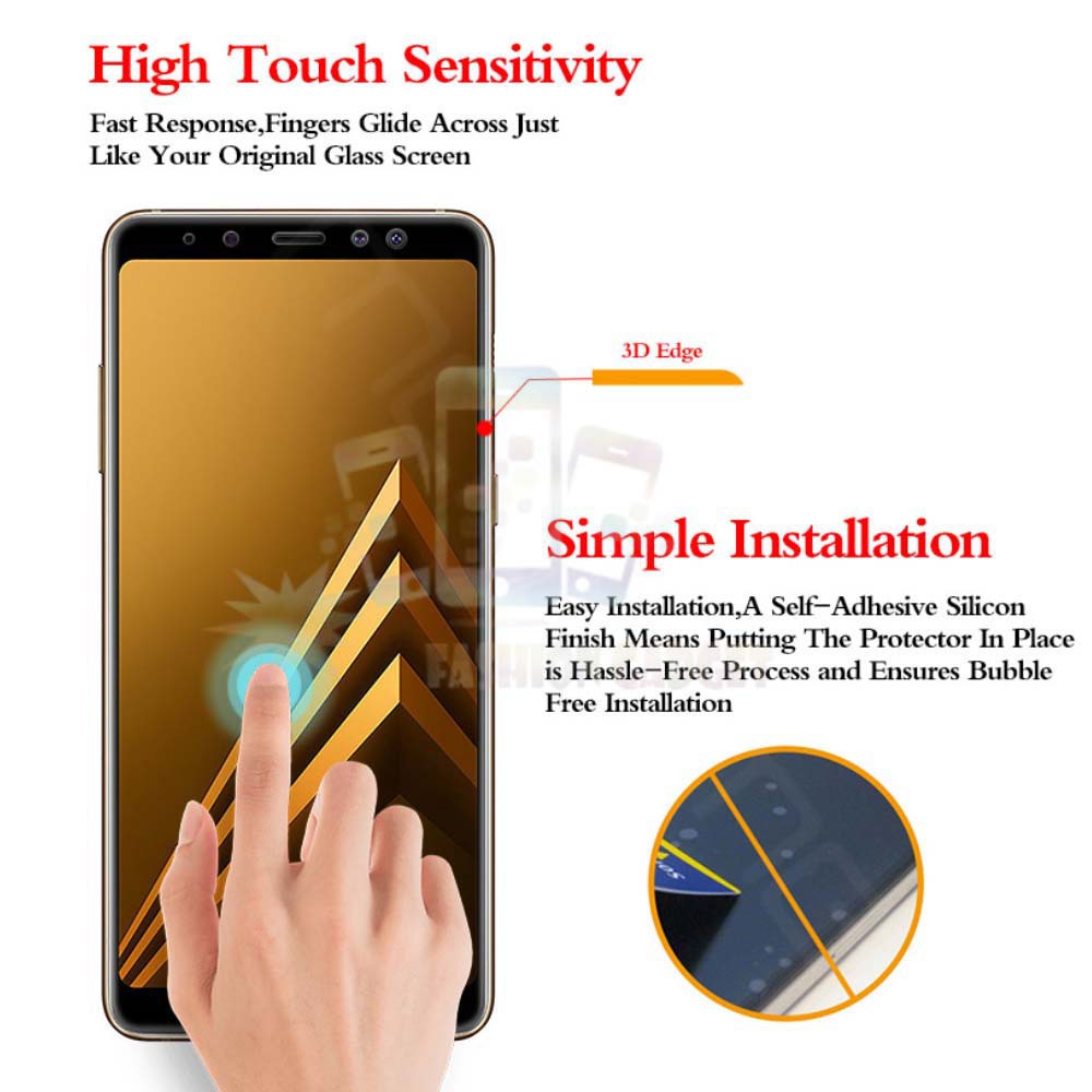 Tempered Glass Samsung Galaxy A8 2018 Full Color Bagian Depan Anti Gores Kaca Screen Guard Protector