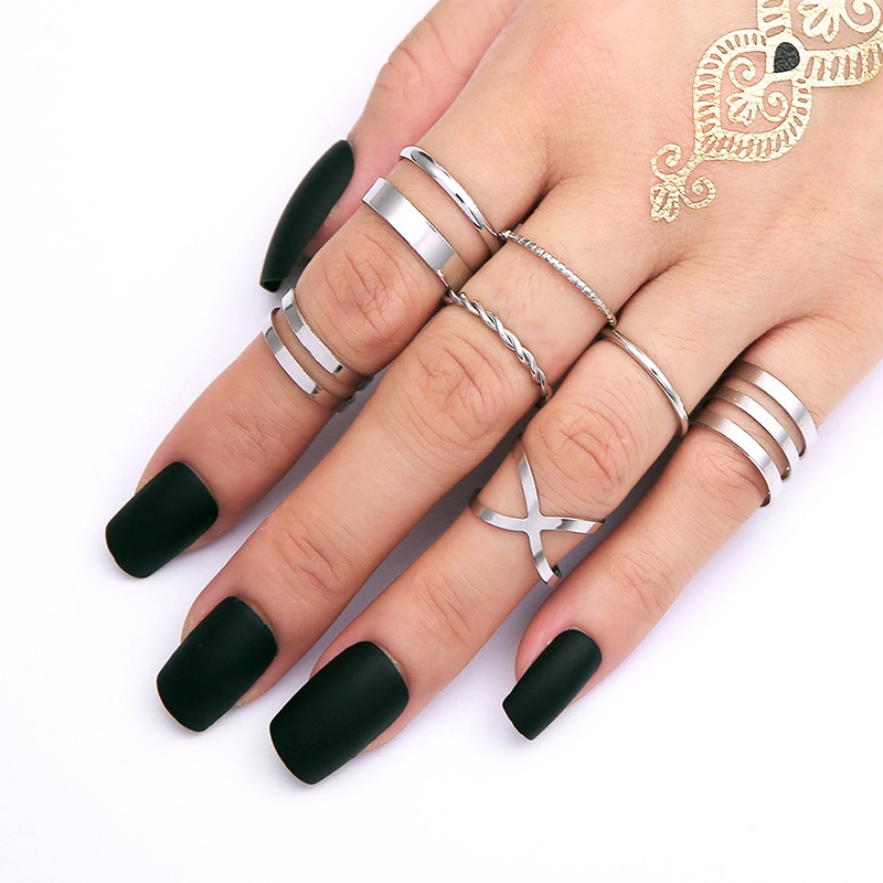 8 Pcs/set Retro Multi-Lapisan Pembukaan Cross Cincin Wanita Fashion Perhiasan Hadiah - PD