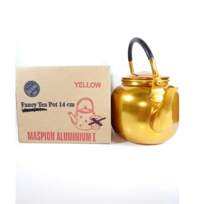 `➝ MASPION ALUMINIUM I Fancy Tea Pot Teko Kuning Yellow Jadul Kettle - 12cm ★★★ RDG