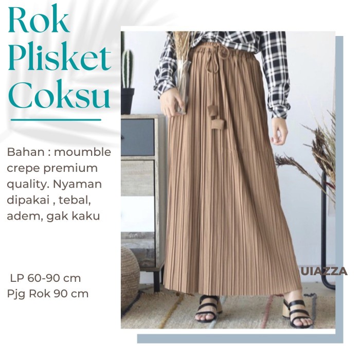 bisa cod/ Rok Panjang Wanita Kekinian Fashion Muslim Model Mayung Tebal Lotto - coklat susu