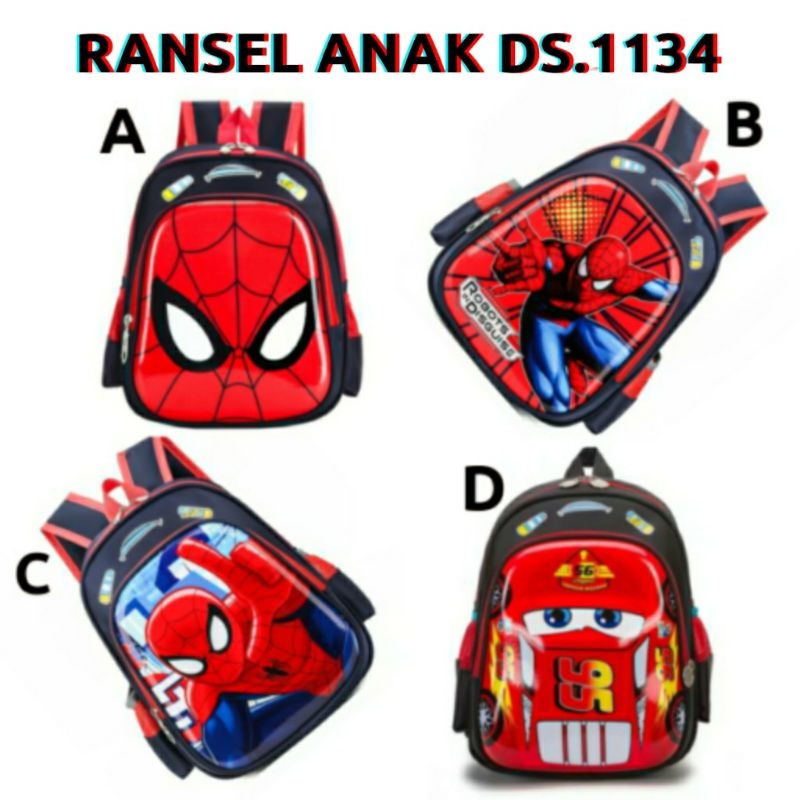 dem_sare / DS1134 - ABCD Tas Ransel Anak Sekolah Laki - Laki TK SD Paud Karakter Tas Anak Karakter Tas Ransel Anak Sekolah Backpack Mini Motif Cartoon