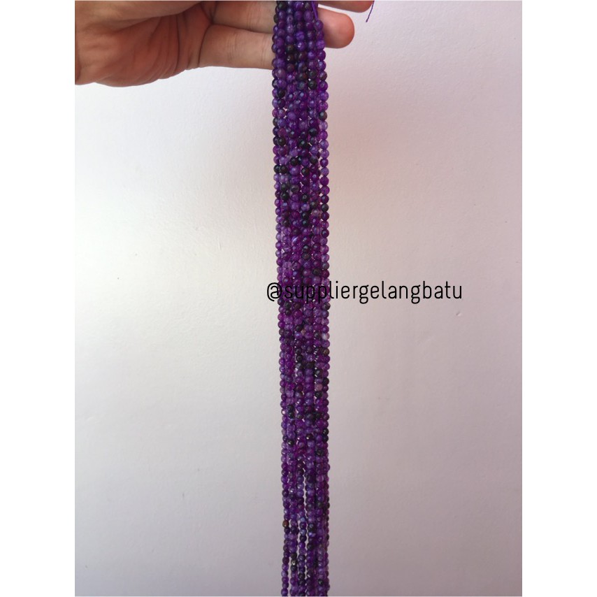 Batu kecubung serat FACET 4mm CUTTING purple amethyst bahan premium aksesoris craft grosir supplier