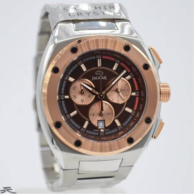 Jam Tangan Pria Jaguar J808 Silver Rantai Original Swiss Made