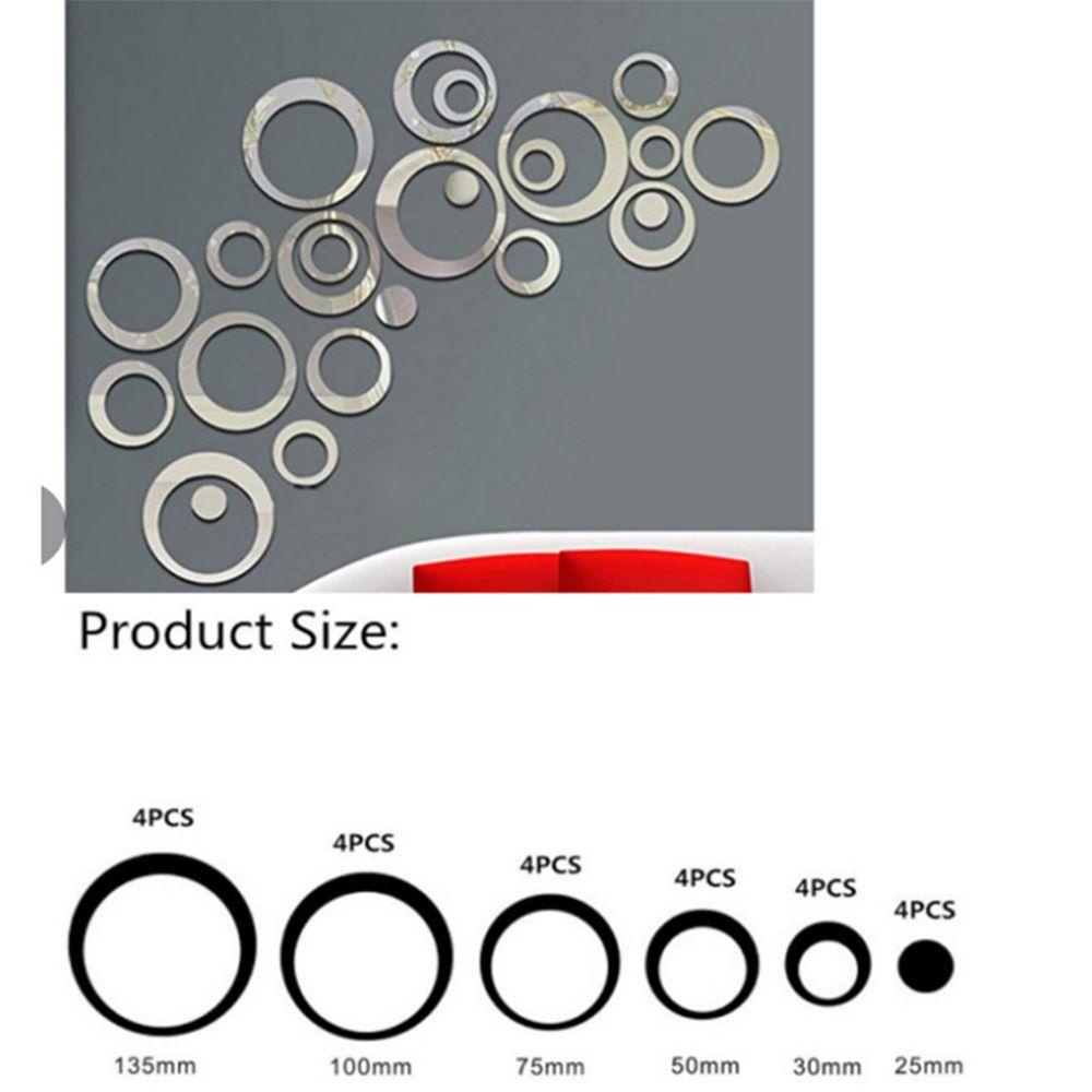 Suyo 24 Pcs Stiker Dinding Latar Belakang Perekat Diri 24 Pcs Lingkaran Cermin Ubin Seni Dekorasi