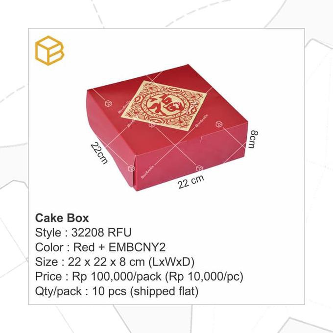 

Silahkan Order] Cake Box / Emblem Fu / Dus Kue / Gift Box / Souvenir / 32208 Red Polos - Merah Polos