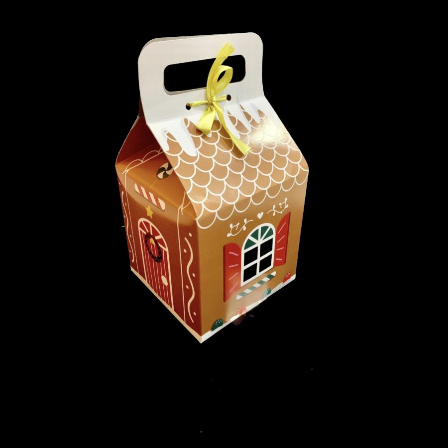 

( 5 Pcs ) Kardus Natal Isi 2 Toples 500 Gr Box Tenteng Motif Rumah Coklat Packaging Kotak Hampers Christmas Size 14.5x14.5x14.5 cm