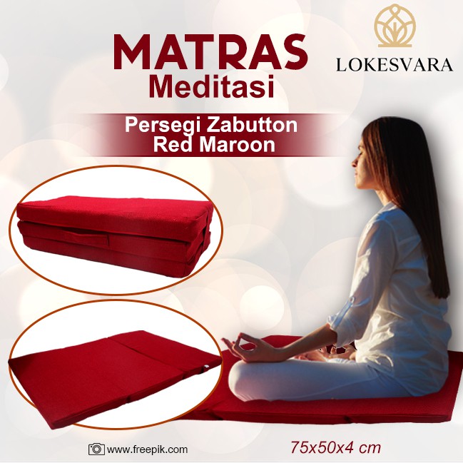 Matras/Bantal/Alas Meditasi (Bantal Doa) Persegi Zabutton Maroon Red